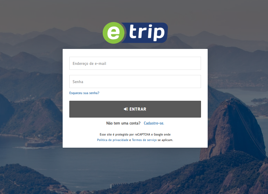 Tela antiga do sistema eTrip